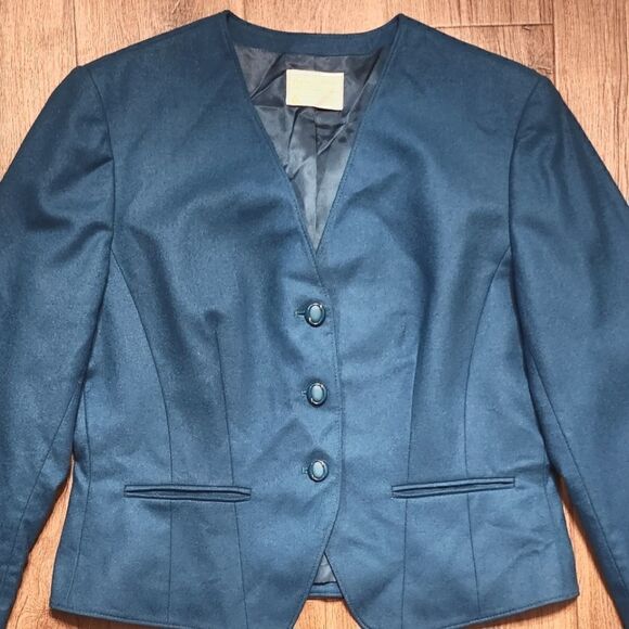 Vintage Pendleton Virgin Wool Blazer Jacket Turquoise Size 12 - Picture 3 of 6